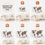 3D Wooden World Map Dark Walnut