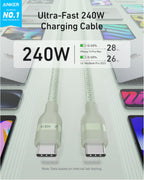 Anker USB-C to USB-C Cable (3 ft / 6 ft, 240W, Upcycled-Braided)