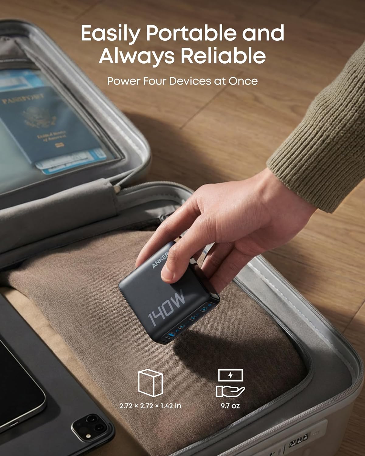 Anker Laptop Power Bank (25K, 165W, Built-In and Retractable Cables)