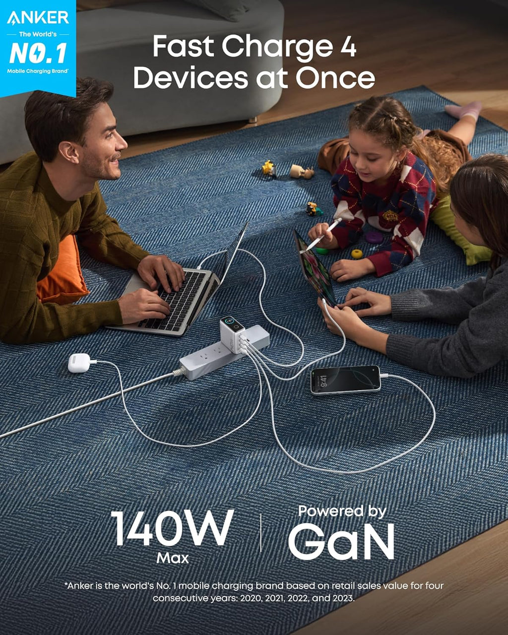 Anker Laptop Power Bank (25K, 165W, Built-In and Retractable Cables)