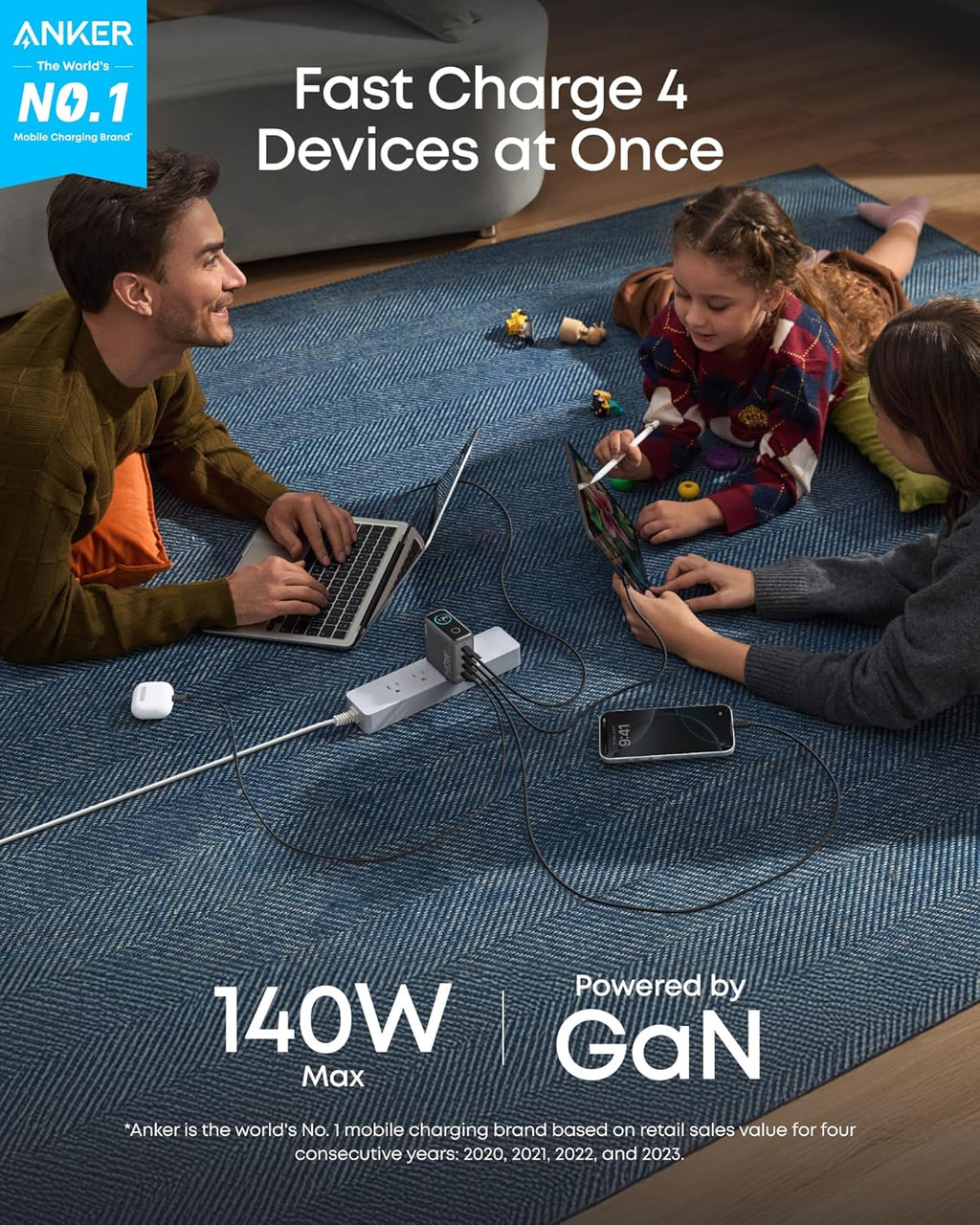 Anker Laptop Power Bank (25K, 165W, Built-In and Retractable Cables)