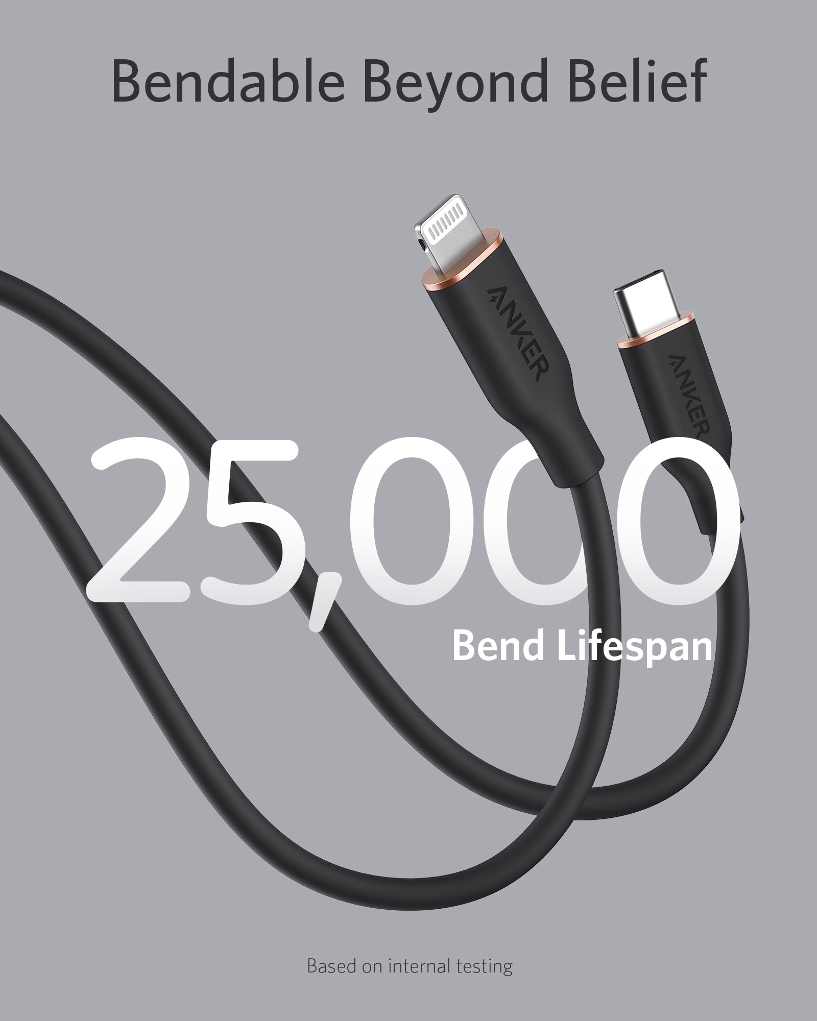 Anker <b>641</b> USB-C to Lightning Cable (Flow, 3 ft Silicone)
