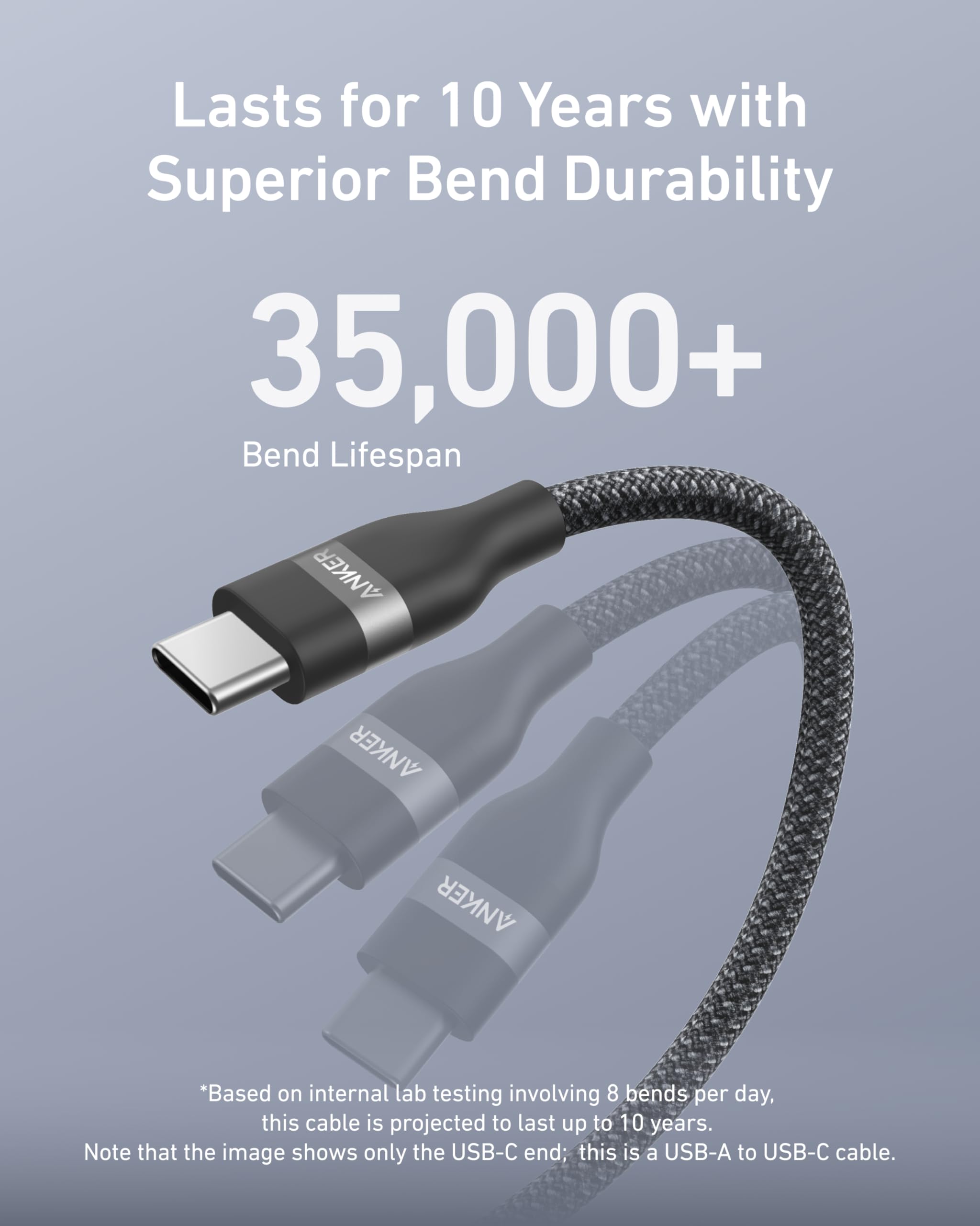 Anker USB-A to USB-C Cable (3 ft / 6 ft, Upcycled-Braided)