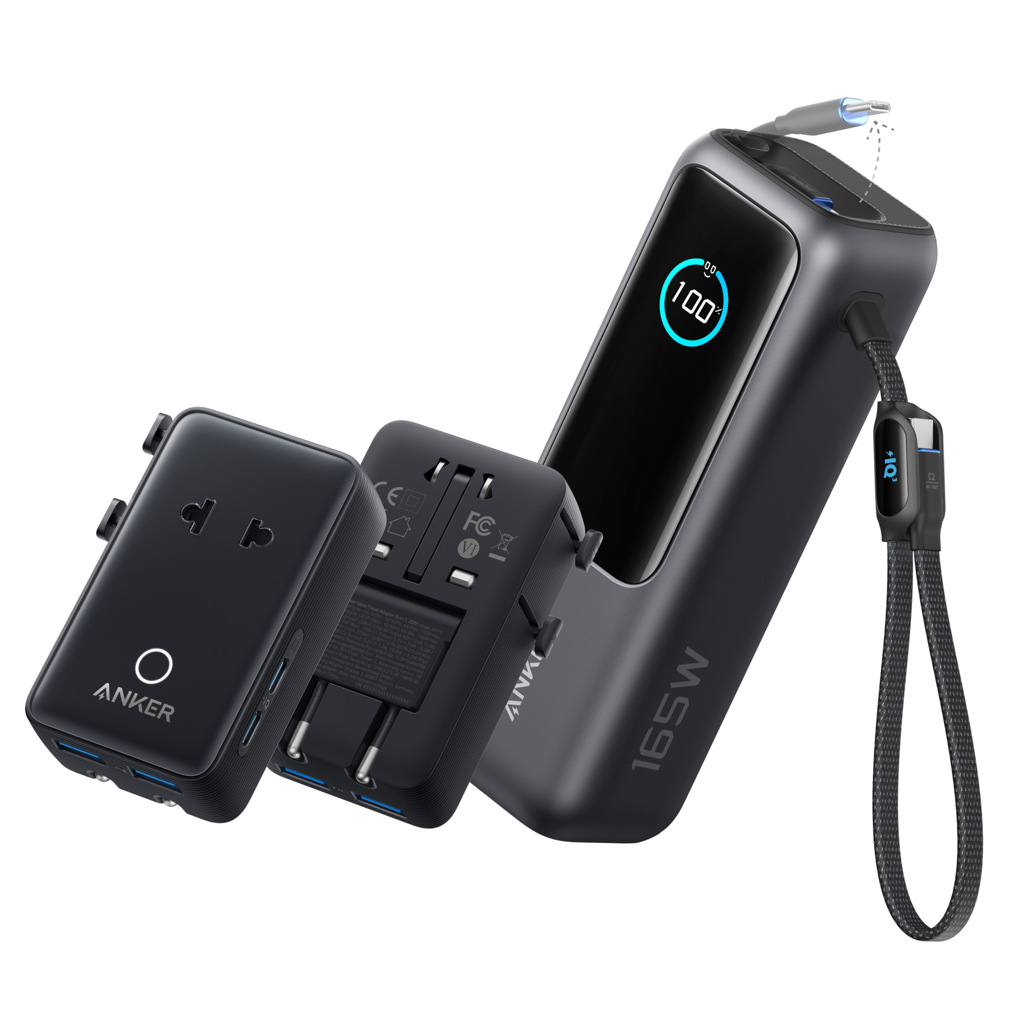 Anker Laptop Power Bank (25K, 165W, Built-In and Retractable Cables)