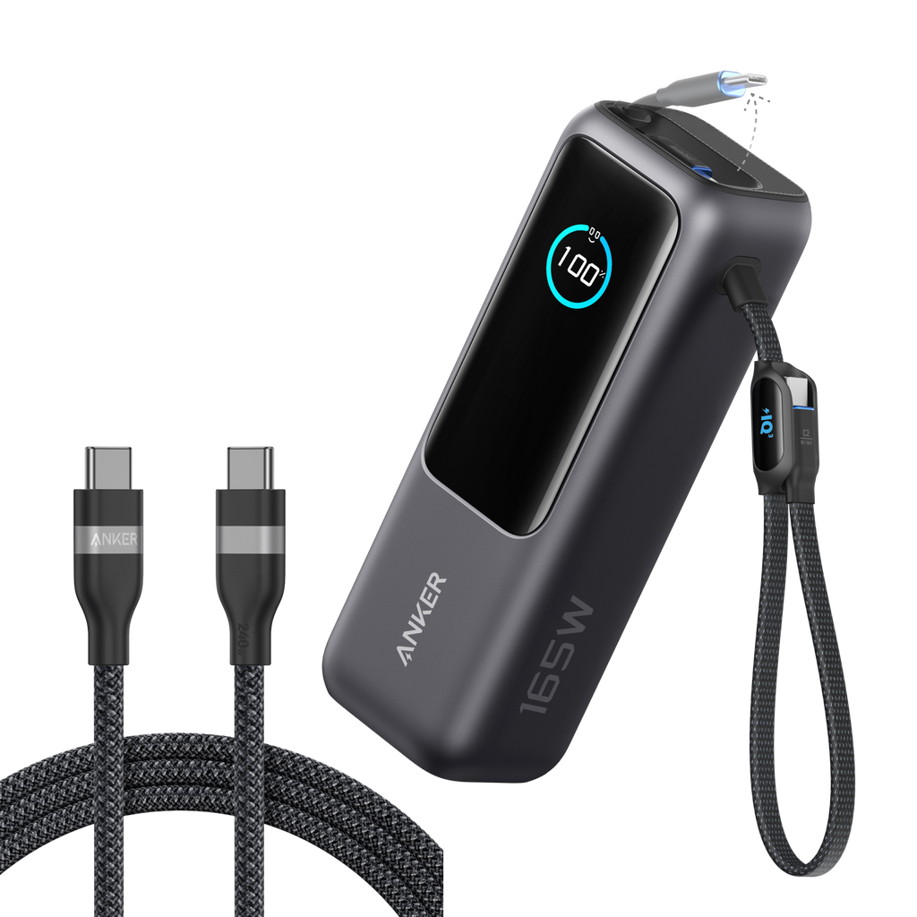 Anker Laptop Power Bank (25K, 165W, Built-In and Retractable Cables)