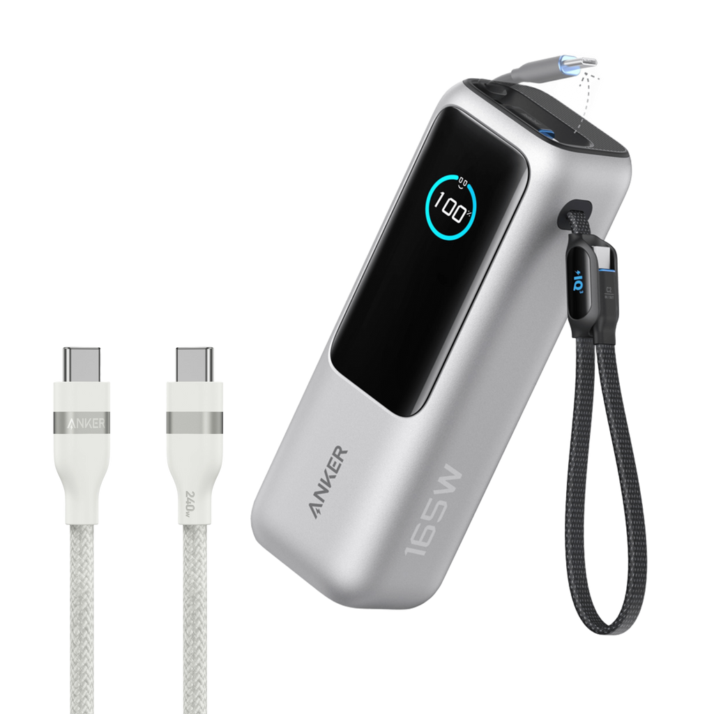 Anker Laptop Power Bank (25K, 165W, Built-In and Retractable Cables)