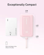 Anker Zolo Power Bank (10K, 30W) with a 5.4-inch (13.7 cm) built-in USB-C cable.