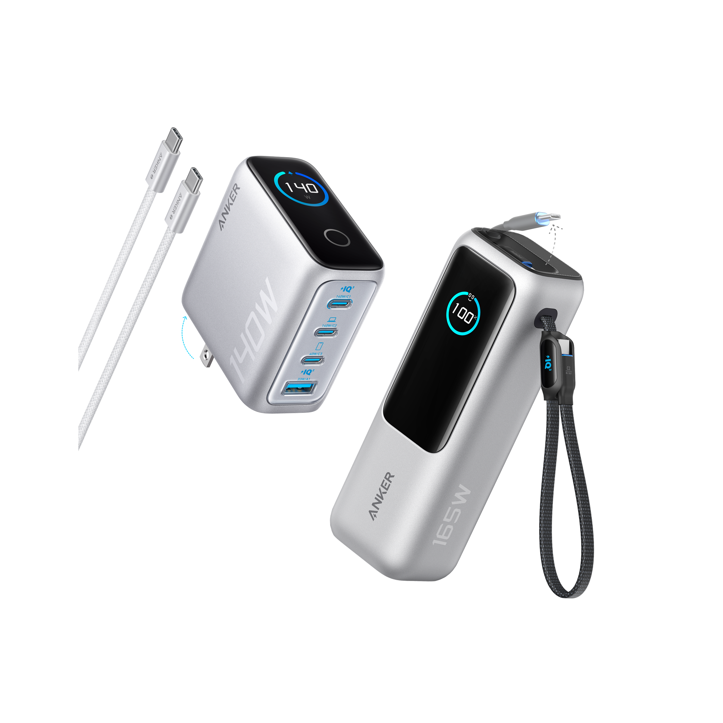 Anker Laptop Power Bank (25K, 165W, Built-In and Retractable Cables)